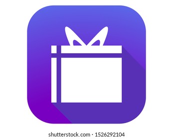 Gift box flat icon with long shadow. Black friday sale. Vector illustration