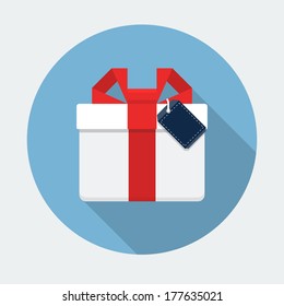 Gift Box Flat Icon with long shadow