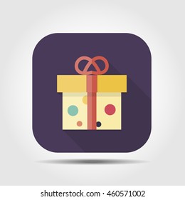 gift box flat icon with long shadow, vector illustration