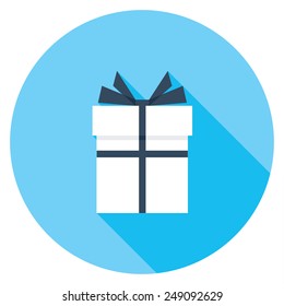  Gift box flat icon. Modern flat icons with long shadow effect in stylish colors. Icons for Web and Mobile Application. EPS 10. 