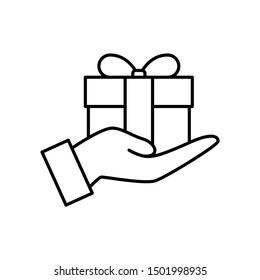Icono plano de caja de regalo sobre fondo blanco, ilustración vectorial