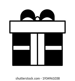 Gift box flat icon. Pictogram for web. Line stroke. Present isolated on white background. Outline vector eps10