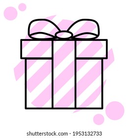 Icono plano de la caja de regalo. Pictograma para web. Icono de línea. Presente aislado sobre fondo blanco. Pasos de vector de contorno10	
