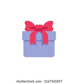 Gift box flat icon,  vector sign, gift with bow ribbon colorful pictogram isolated on white. Symbol, logo illustration. Flat style design