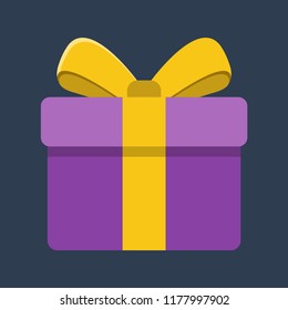 Gift box flat icon. You can be used Gift box icon for several purposes like: websites, UI, UX, print templates, promotional materials, info-graphics, web and mobile phone apps.
