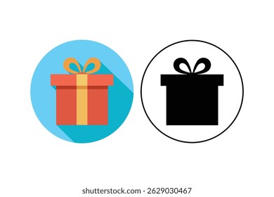 Gift Box Flat Icons for Celebration Themes, gift box with ribbon, gift box vector icon
