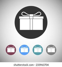 Gift box flat icons. Silhouette gift box with bow.
