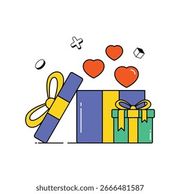 Geschenkbox, flache Illustration. EPS 10-Datei