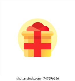 Gift box flat illustration, icon. Vector, isolated.