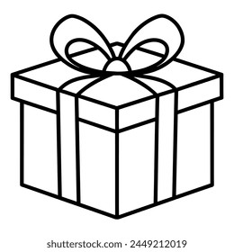 Geschenkbox Flat Line Silhouette Vektorillustration