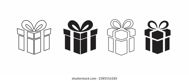 Gift box flat and linear style icon set vector illustration.