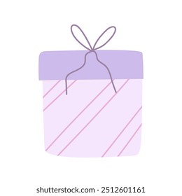 Gift box. Flat style gift box with ribbon for New Year or Christmas present.