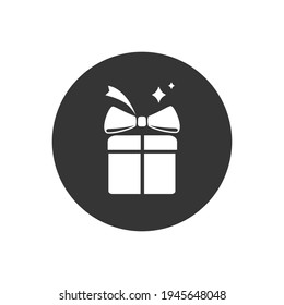 Gift box in flat style. Vector flat white icon