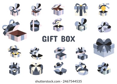 Gift Box Flat Vector Illustration Icon Sticker Set Design Materials