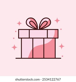 Gift box flat vector illustration. Birthday, New Year and Merry Christmas gift box