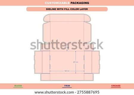 Gift box flip top mailer dieline retail presentation editable modern carton packaging mockup structure accurate professional customizable branding box die line Foto stock © 