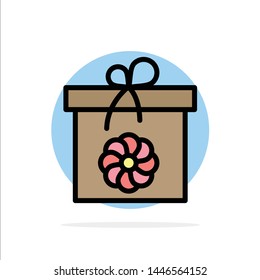 Gift, Box, Flower, Spring Abstract Circle Background Flat color Icon