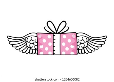 gift box flying cartoon