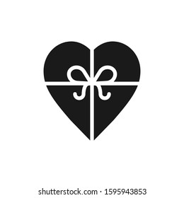 gift box in the form of a heart with a bow vector icon
