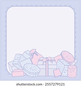 Gift box frame, Christmas present, gift package illustration