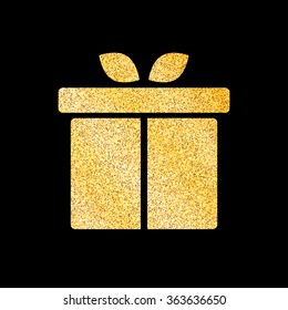 Gift box of glitter golden background. Vector illustration for your design
