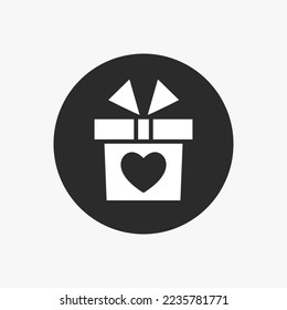 Casilla de regalo icono de círculo de glifos, presente, paquete de descuento Venta de vacaciones, regalo de cumpleaños. Aplicaciones móviles. Entrega de regalos. Aplicación promocional. Oferta especial, concepto de descuento. Pictograma.