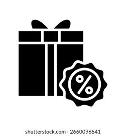 Gift Box glyph, mini illustration icon. use for modern concept, print, UI, UX kit, web and app development. Vector related to commerce, retail, marketing and shopping.