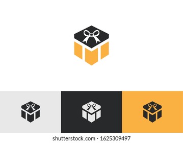 gift box glyph vector icon - ui icon vector