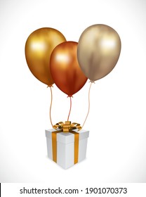 gift box with gold balloon 3d icon