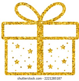 Gift box with gold glitter vector illustration