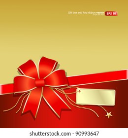 Gift box Gold and Red ribbon vector Christmas and new year 2012