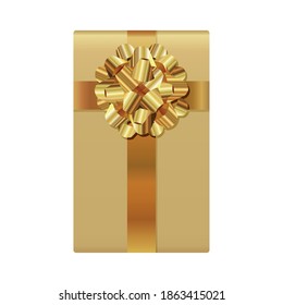 gift box of golden color with a golden bow vector illustration design