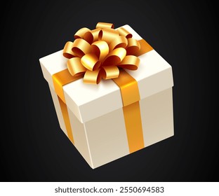 Gift box with golden ribbon. Vector illustration