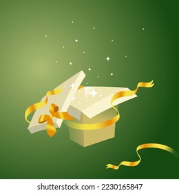 Gift box with green background