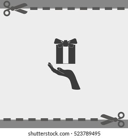 Gift box in hand.