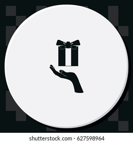 Gift box in hand.