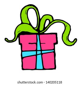 gift box - hand draw vector illustration