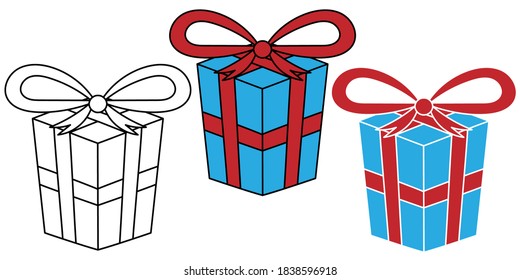 gift box hand drawn design vector
