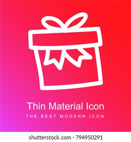 Gift box hand drawn outline red and pink gradient material white icon minimal design