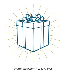 Gift Box. Hand drawn vector gift box.
Gift box sketch drawing.