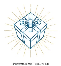 Gift Box. Hand drawn vector gift box.
Gift box sketch drawing.