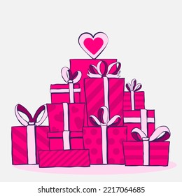 Gift box hand drawn vector illustration. Suitable for design element of Christmas gift, birthday party poster, and special event poster decoration.