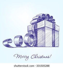 gift box hand drawn vector llustration  realistic  sketch