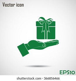 Gift box and hand icon