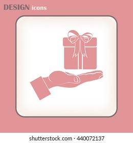 Gift box and hand icon