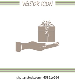 Gift box and hand icon