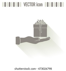 Gift box and hand icon