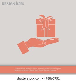 Gift box and hand icon