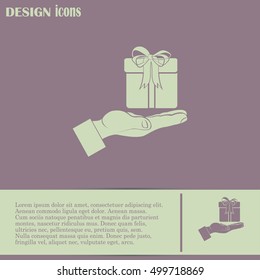 Gift box and hand icon