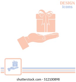 Gift box and hand icon